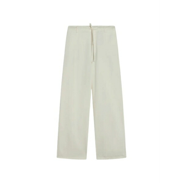 セミクチュール レディース デニムパンツ ボトムス Drawstring straight jeans White｜asty
