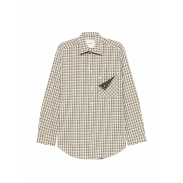 ナヌーシュカ メンズ シャツ トップス Check-print chest-pocket shirt Neutrals|asty