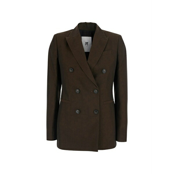 PTトリノ レディース 上衣＆上衣 アウター Romy double-breasted blazer Brown