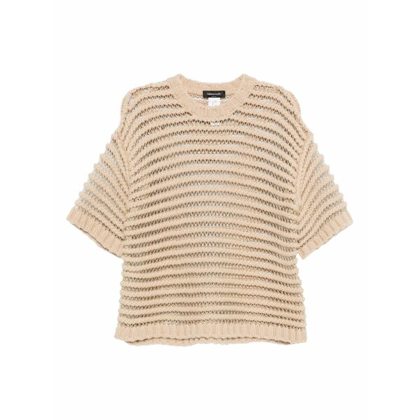 ファビアナ フィリッピ レディース 編み物\u0026スウェーター アウター Open-knit short-sleeve top Neutrals