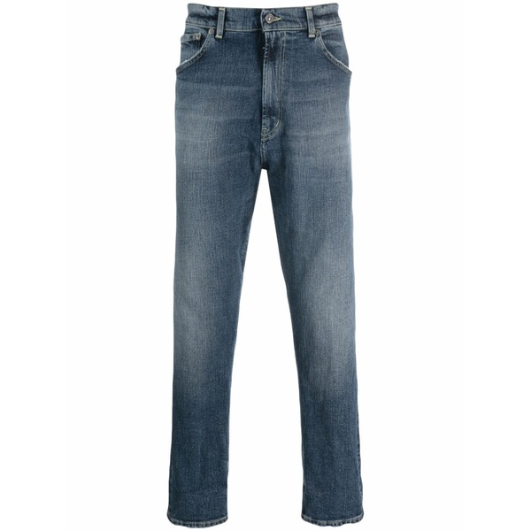 ドンダップ メンズ ジーンズズボン下 ボトムス Logo-patch straight-leg jeans Blue