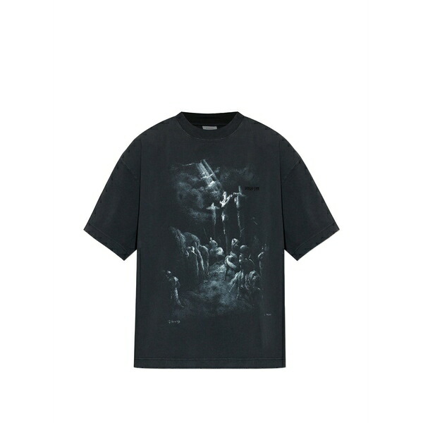 ヴェトモン メンズ Tシャツ トップス Graphic distressed t-shirt Black｜asty