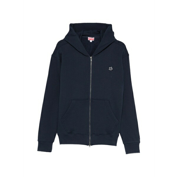 ケンゾー メンズ パーカー・スウェットシャツ アウター Logo-patch hoodie Blue