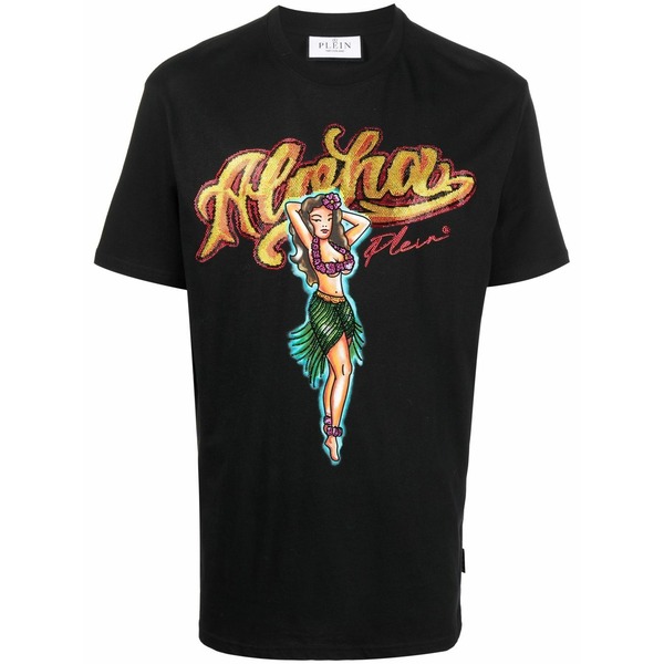 フィリップ飾り気の無い メンズ プルオーバー トップス Hawaii embellished short-sleeve t-shirt  Black