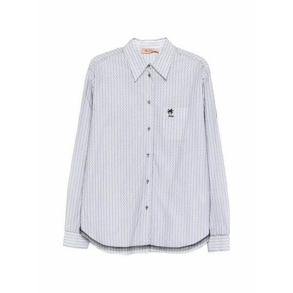 ヌメロ ヴェントゥーノ レディース プルオーバー トップス Striped embroidered shirt White