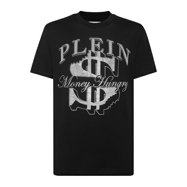 フィリップ飾り気の無い メンズ プルオーバー トップス Rhinestone-embellished t-shirt Black