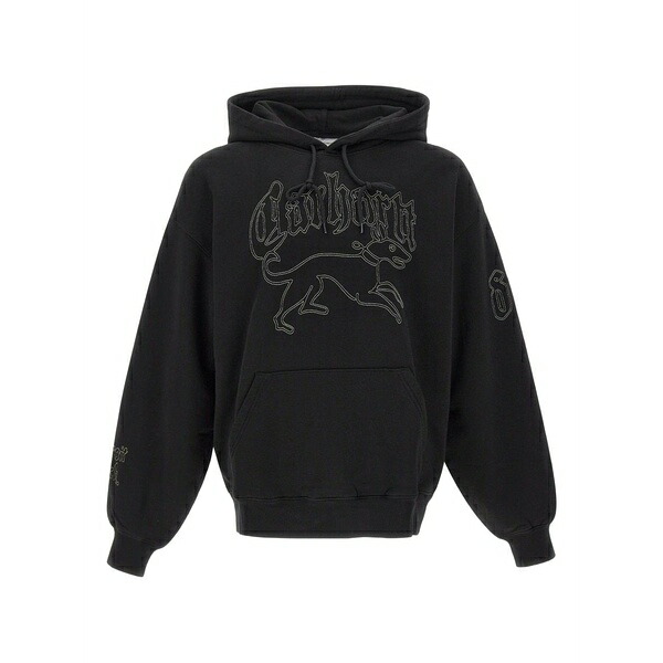 カーハート メンズ パーカー・スウェットシャツ アウター Hackwork graphic-embroidery hoodie Black|asty