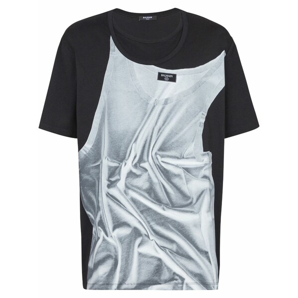 バルマン メンズ プルオーバー トップス Graphic-print t-shirt Black