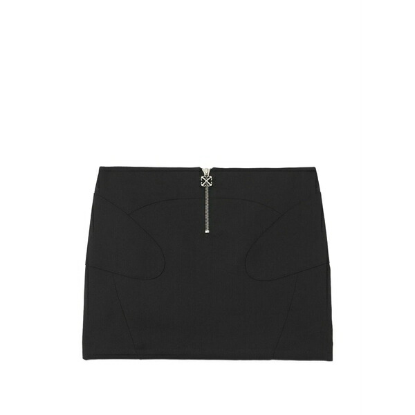 象牙色 レディース スコート ボトムス Wo gab zip-up mini skirt Black スカート-ボトムス