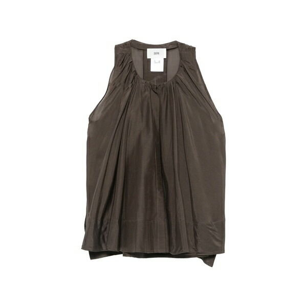 ソロトレ レディース プルオーバー トップス Gathered-trim top Brown