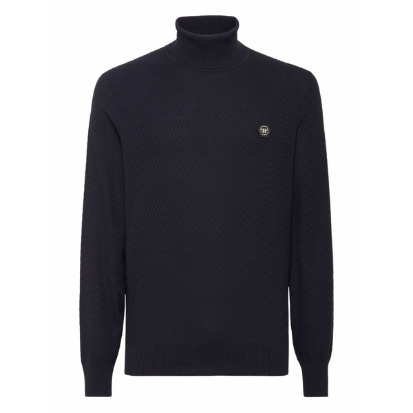 フィリップ飾り気のない メンズ 編み物\u0026プルオーバー アウター Logo-patch sweater Black