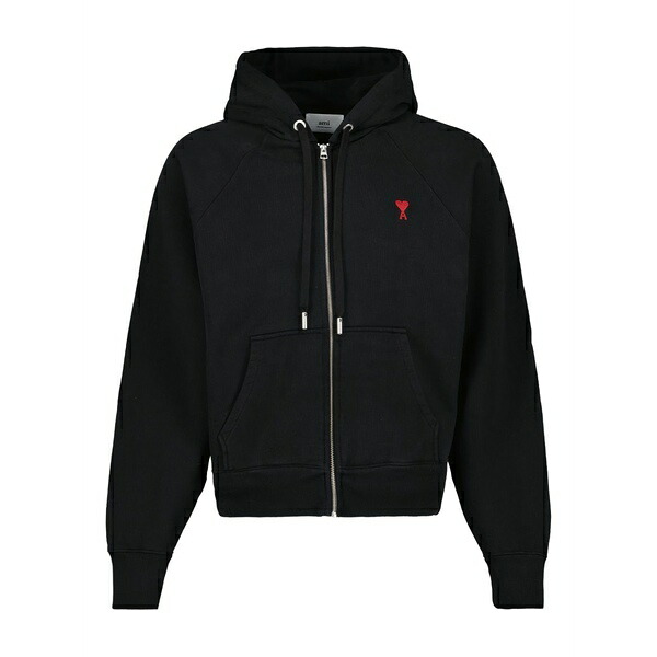 意中の女 メンズ パーカー・スウェットシャツ アウター Ami de coeur-embroidered zip-up hoodie Black