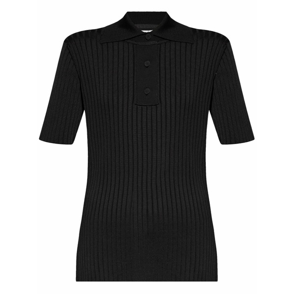 ジル・サンダー レディース スポーツシャツ トップス Ribbed polo top Black