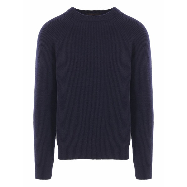 ザノーネ メンズ ニット&セーター アウター Ribbed crew-neck sweater Blue｜asty