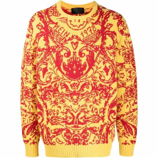 フィリップ飾り気の無い メンズ 編み物\u0026ティーシャツ アウター Intarsia-knit design jumper Yellow