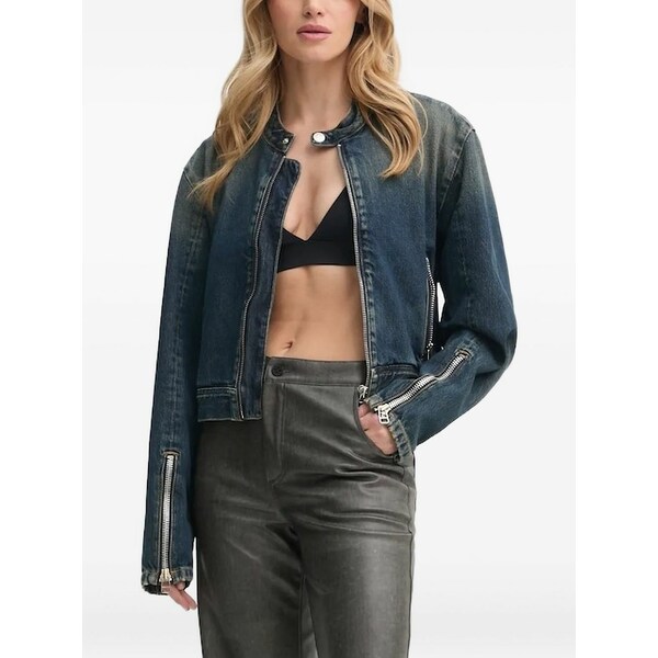 ウォンハンドレッド レディース ジャケット＆ブルゾン アウター Zip-up denim jacket Blue｜asty