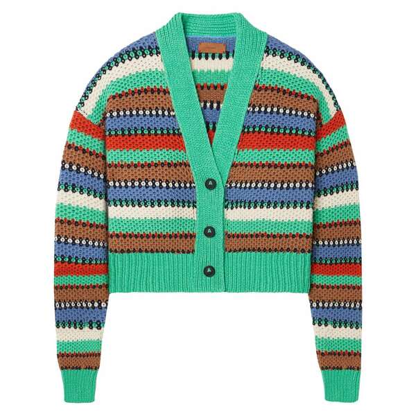アラヌイ レディース ジレー アウター Sunny stripes cardigan Green