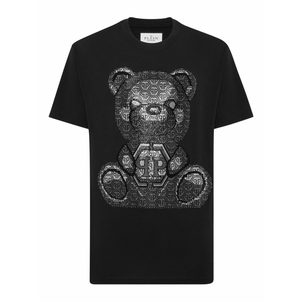 フィリップ飾り気の無い メンズ プルオーバー トップス 3d terry t-shirt Black
