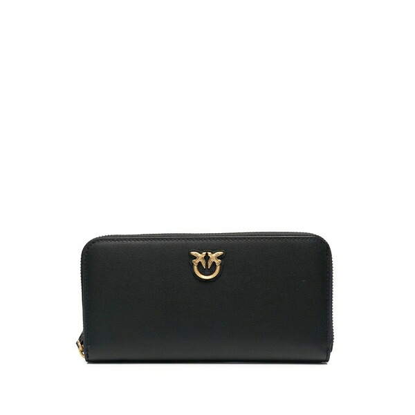ピンコ レディース 紙入れ 付属品 Logo-plaque leather wallet Black