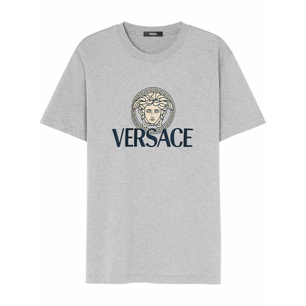 ヴェルサーチ メンズ プルオーバー トップス Medusa logo-print t-shirt Grey