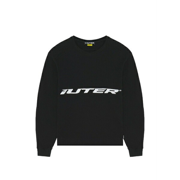 アイウーター メンズ パーカー・スウェットシャツ アウター Waffle long-sleeve t-shirt Black