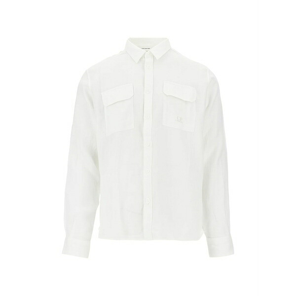 シーピーカンパニー メンズ プルオーバー トップス Chest-pocket shirt White