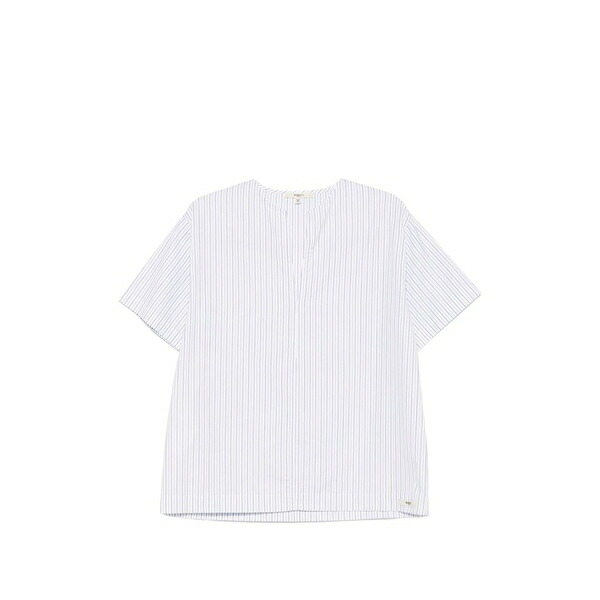 バレナ レディース シャツ トップス Striped v-neck blouse White