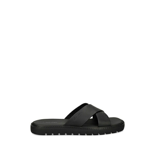 カルバンクライン メンズ サンダル シューズ Cross-strap leather sandals Black