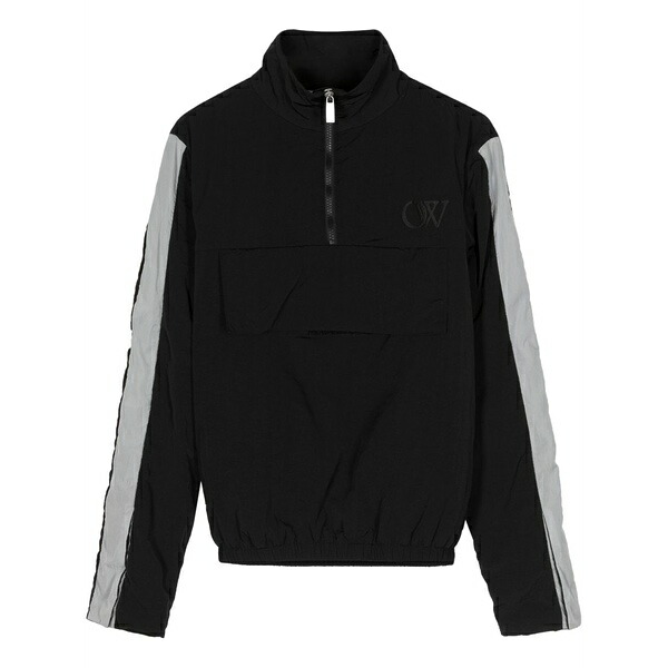 象牙色 レディース 上衣＆上衣 アウター Logo-embroidered half-zip jacket Black