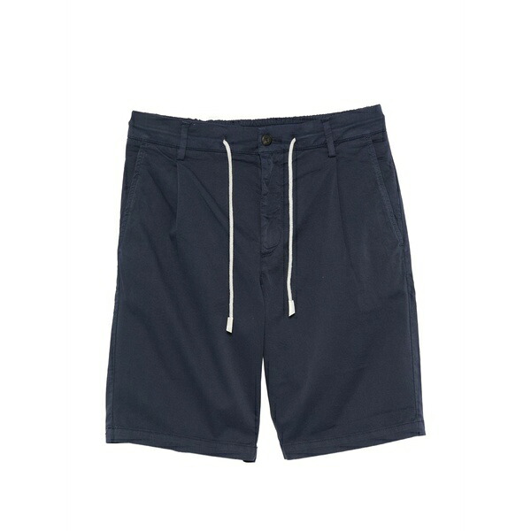 イレブンティ メンズ 心地好いズボン下 ボトムス Drawstring pleated-front shorts Blue
