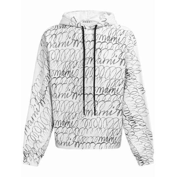 マルニ メンズ パーカー・スウェットシャツ アウター Logo-print cotton hoodie White