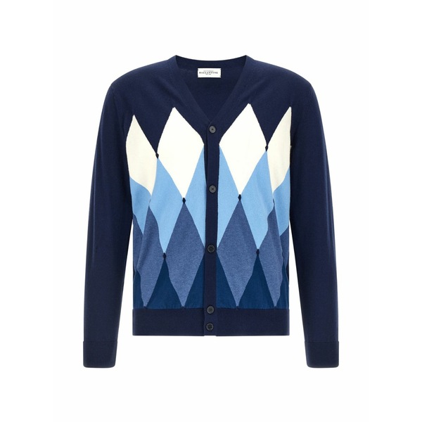 バランタイン メンズ ジレー アウター V-neck cardigan Blue