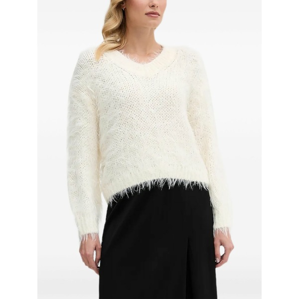 ウイ レディース ニット\u0026セーター アウター Fluffy v-neck sweater White