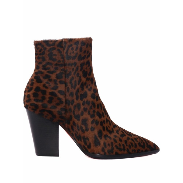 サントーニ レディース ブーツ シューズ Leopard-print block-heel ankle boots Brown|asty