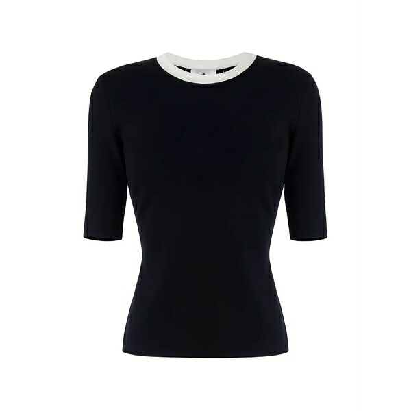 エリザベスフランキ レディース プルオーバー トップス Crew-neck tie-fastening top Black