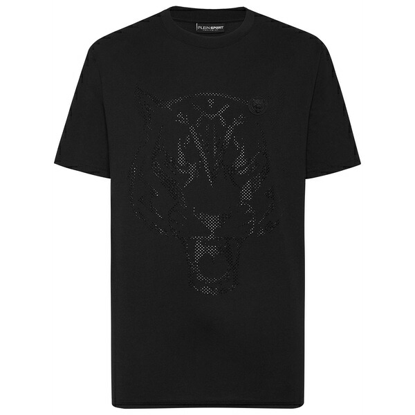 飾り気の無い運動競技 メンズ プルオーバー トップス Tiger-motif t-shirt Black