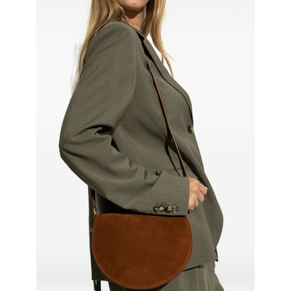 ワンドラー レディース ショルダーバッグ バッグ Half-moon suede cross body bag Brown|asty