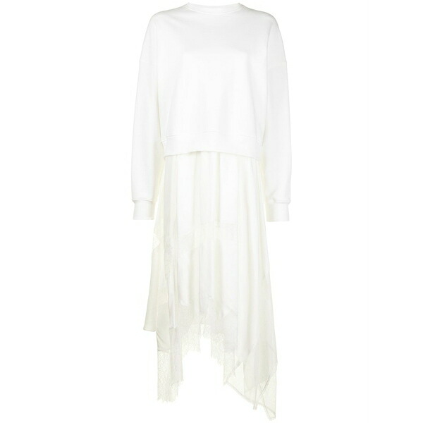 ゴエンジェイ レディース ワンピース トップス Sweatshirt-layered lace dress White｜asty 100,400円