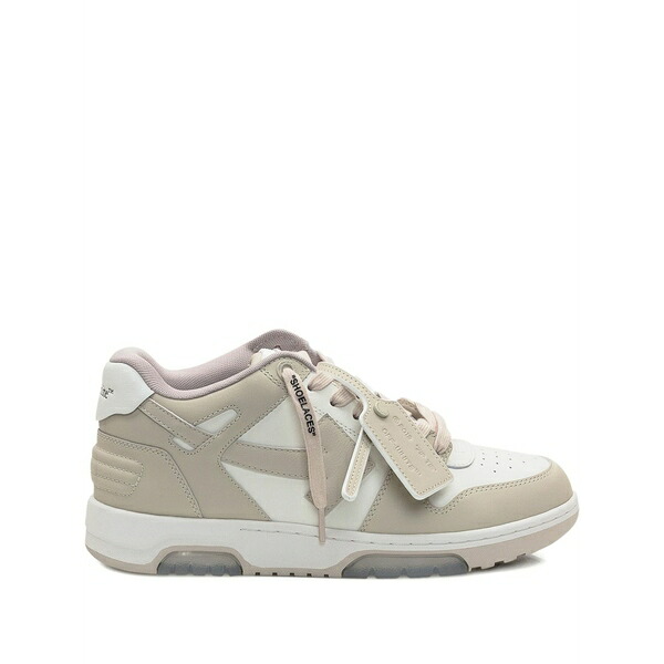 オフホワイト メンズ スニーカー シューズ Out of office arrow-detail calfskin sneakers Neutrals｜asty
