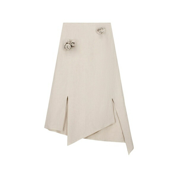 コペルニ レディース スコート ボトムス Floral-detail asymmetric MIDI skirt Neutrals