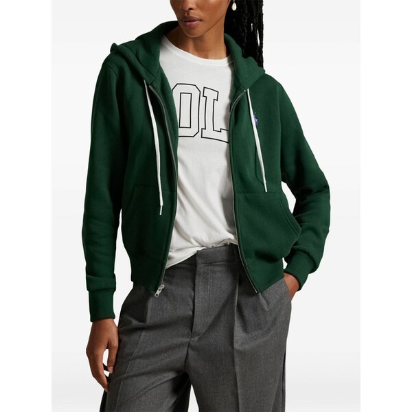 ラルフローレン レディース パーカー・スウェットシャツ アウター Logo-embroidered hoodie Green