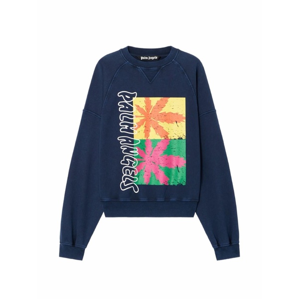 パーム・エンジェルス メンズ パーカー・スウェットシャツ アウター Palm-leaf-print sweatshirt Blue｜asty