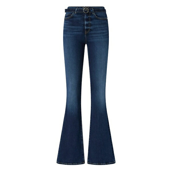 ピンコ レディース デニムパンツ ボトムス Embroidered-belt flare jeans Blue｜asty
