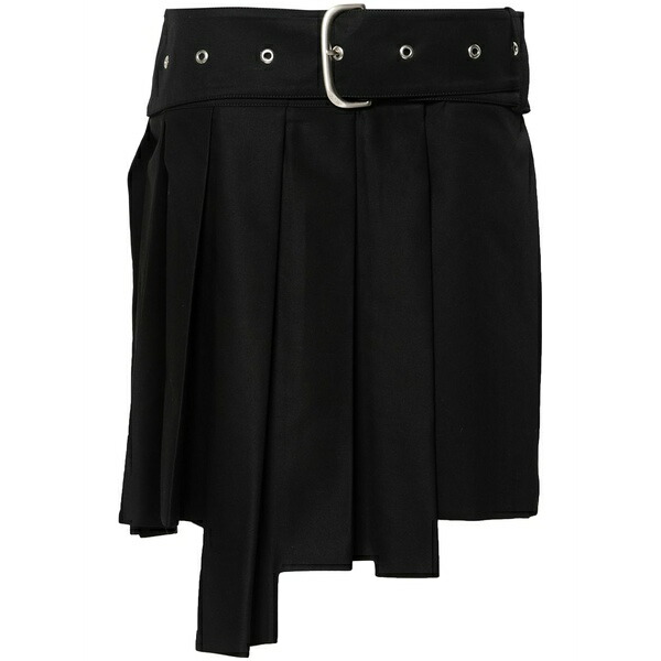 象牙色 レディース スコート ボトムス Wraparound pleated mini skirt Black