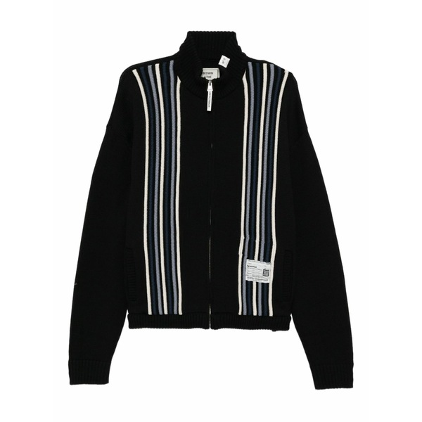 ミハラヤスヒロ メンズ ジレー アウター Stripe-detail high-neck cardigan Black