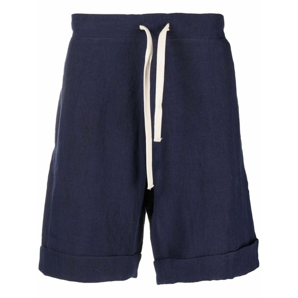 マランダ メンズ 心地好いズボン下 ボトムス Lightweight linen shorts Blue