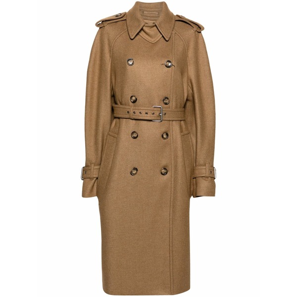 運動競技マックス レディース 厚地の外套 アウター Double-breasted twill trench coat Neutrals