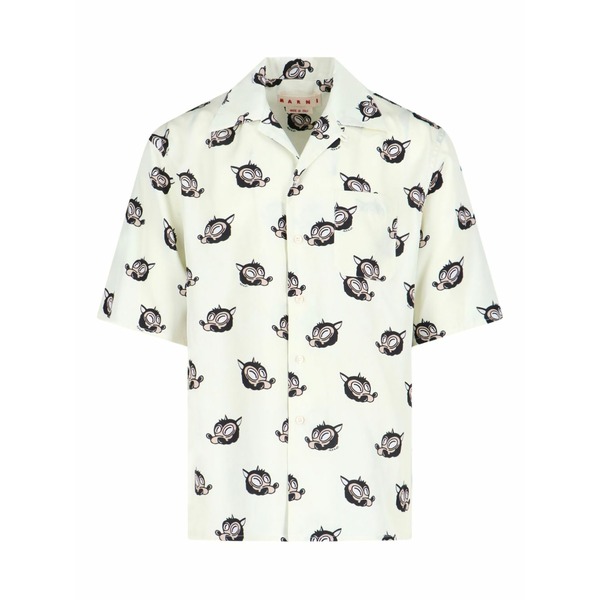 マルニ メンズ シャツ トップス Short-sleeved shirt Neutrals|asty