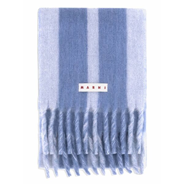 マルニ メンズ 消音装置・袈裟・えり巻き 添え物 Striped fringed scarf Blue
