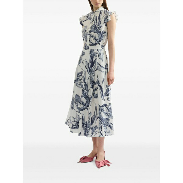 アーデム レディース スコート ボトムス Floral-print pleated MIDI skirt White